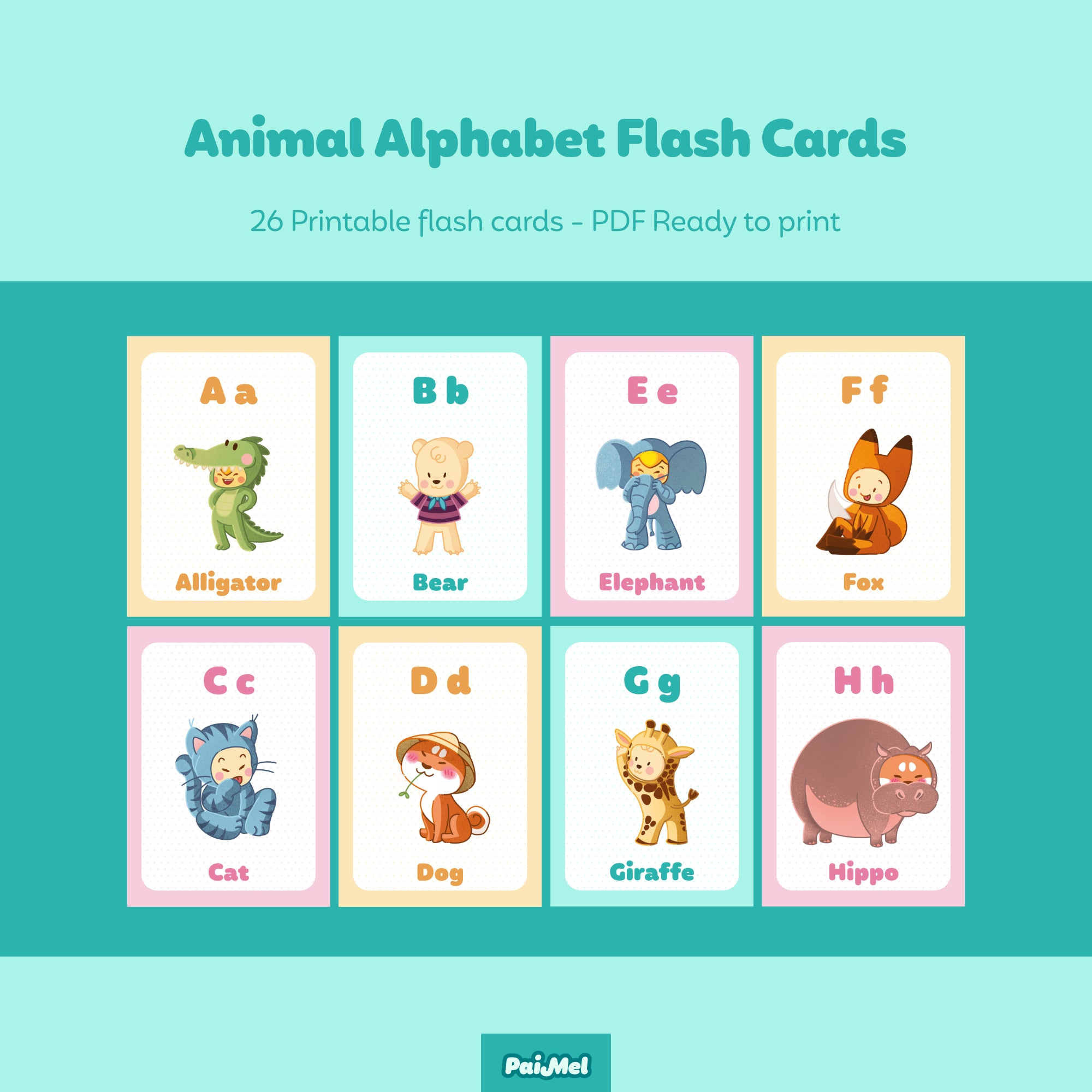 Printable Animal Alphabet Flash Cards – Paimel