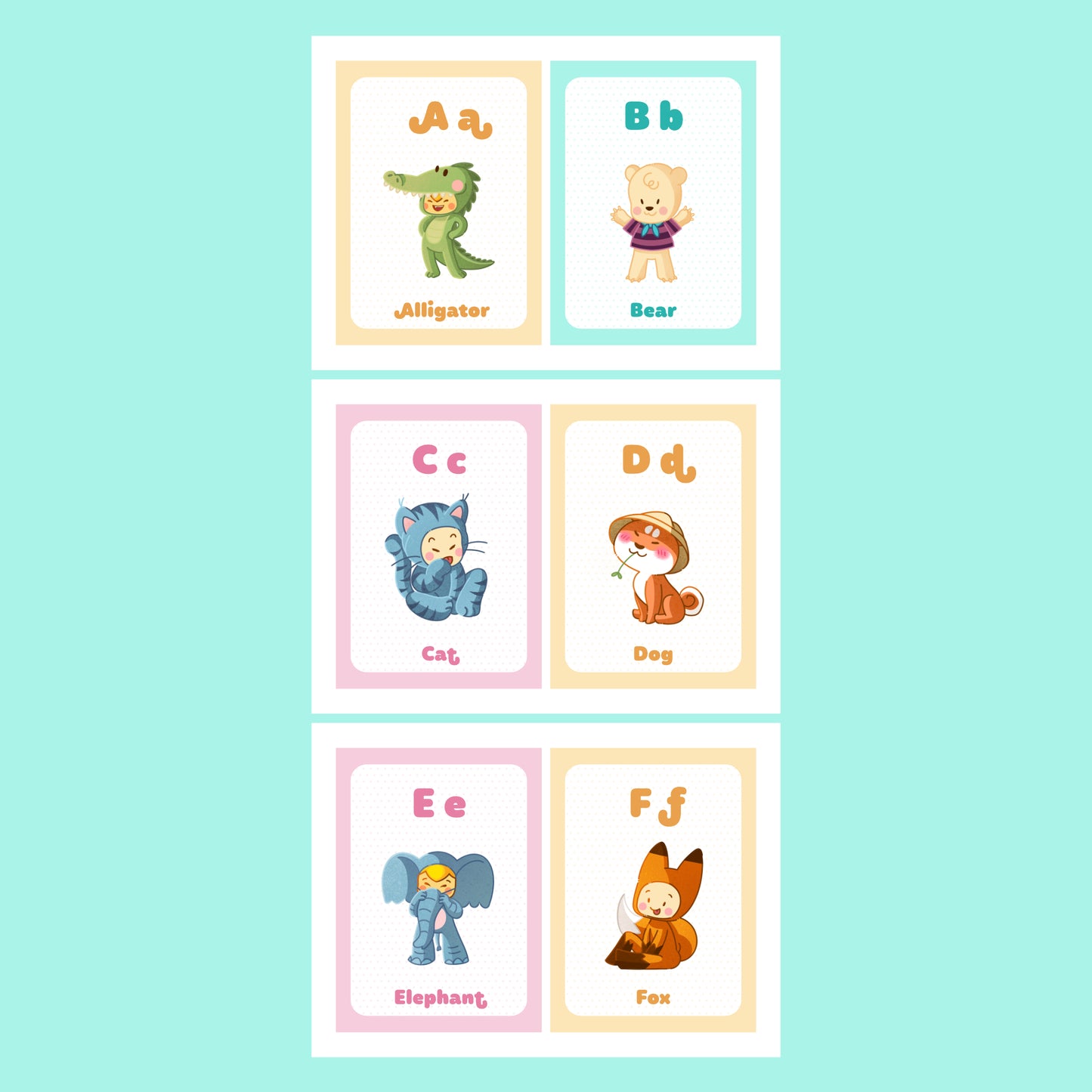 Printable Animal Alphabet Flash Cards