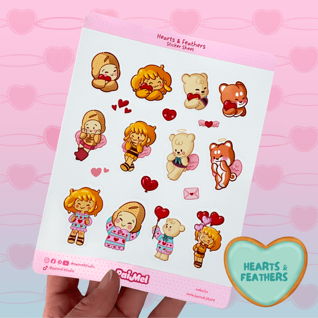 Sticker Sheet of Paimel Characters for St. Valentine's Day