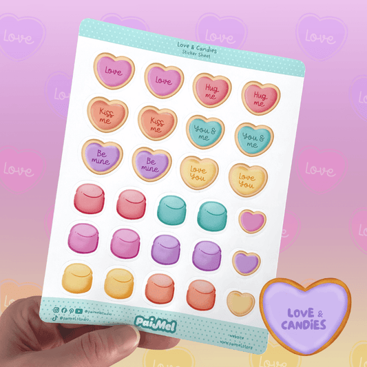 Heart cookies and marshmallows Sticker Sheet