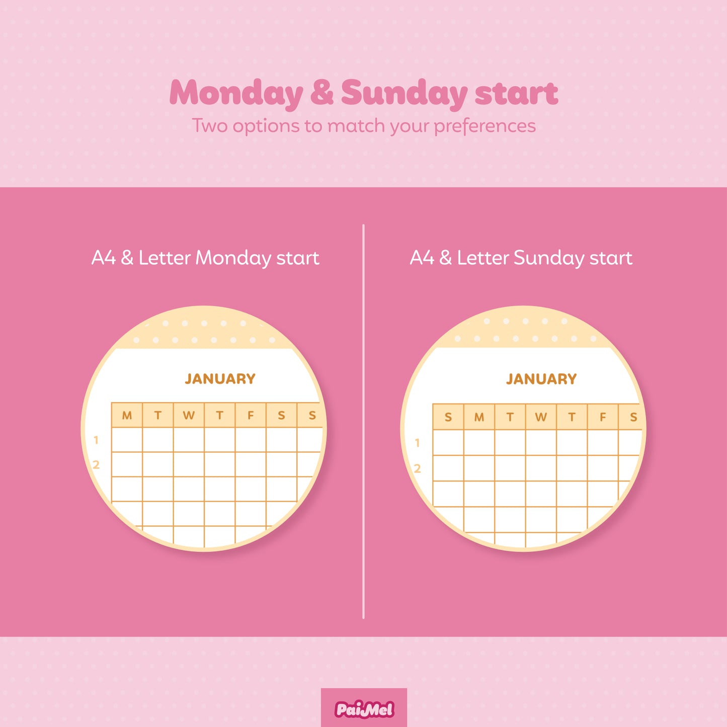 Undated Pastel Printable Calendars